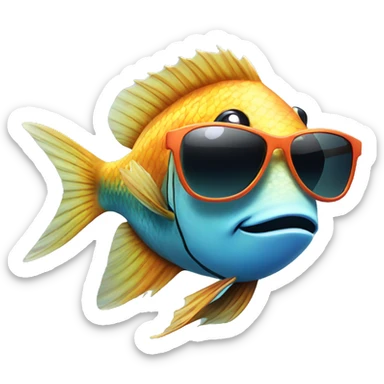 Chill tropical fish wearing sunglasses sticker