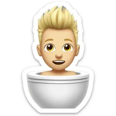 Blond Kid with mohawk named eli's head coming out of toilet sticker