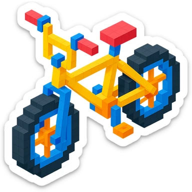 isometric view of a BMX bicycle in voxel style sticker