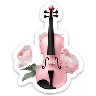 soft pastel pink violin with peonies and glitter sticker
