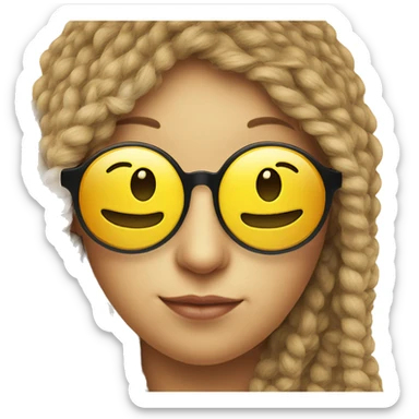 Yellow smiley face with heart shape glasses  sticker