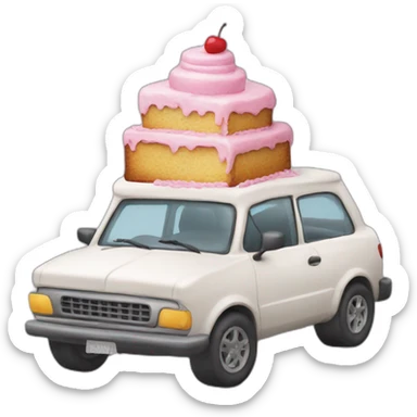 ugly car carrying cake sticker
