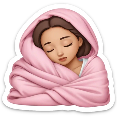 lightskin lady sleeping in light pink blanket sticker