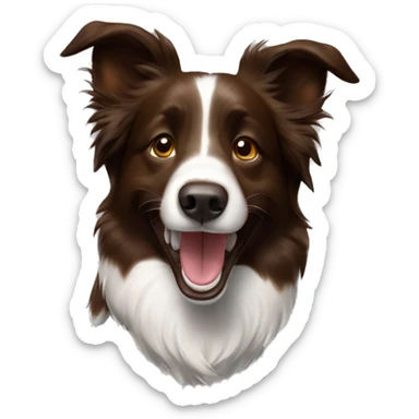 Brown border collie ear up laughing sticker