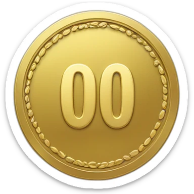 gold super curved coin with large "0" label in center and laurel sticker