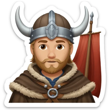 Young viking sailor on ship deck sticker