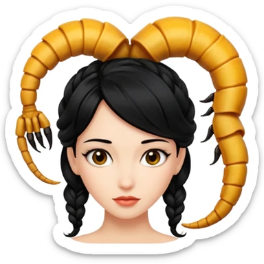 woman with a scorpion tail-shaped hairstyle. sticker