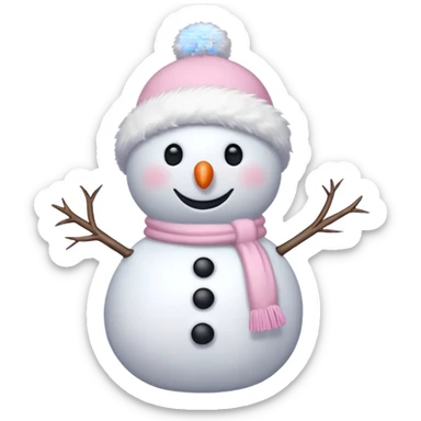 cute white and light pink snowman sticker