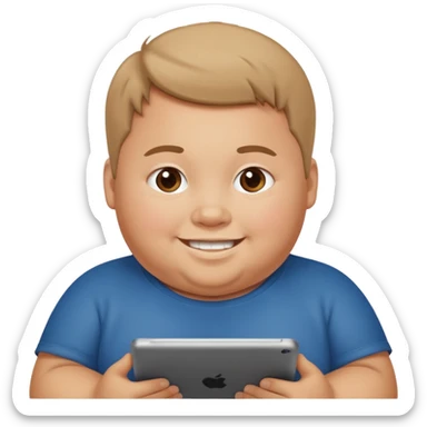 Fat kid playing iPad  sticker