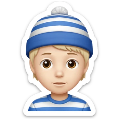 kid with blue and white hat sticker