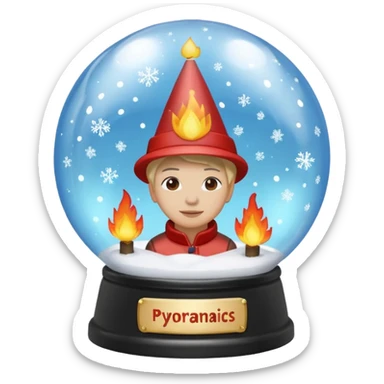 Can you make snow globes  cooperative with fire and have the text pyromaniacs  sticker