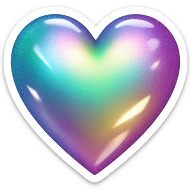 Iridescent heart with sparkle sticker