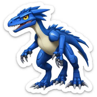  Edgy Blue Digimon-Fakemon-Velociraptor-Dragon-Mecha full body sticker