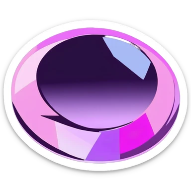Round cut kunzite gemstone with holographic rainbow reflections, pink-purple crystal gem with brilliant facets sticker