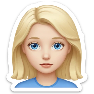 A pale girl with blue eyes and blonde slightly wavy hair sticker