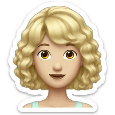 pale female with wavy black hair and bangs sticker