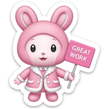 "my melody" with sign that says great work sticker