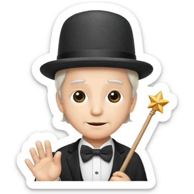 67 kid with a bowtie, a fancy hat and a wand sticker