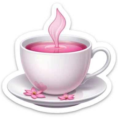 white teacup with pink tea inside of it sticker