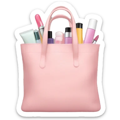 large pastel pink bag filled with cosmetics sticker