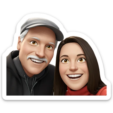 smiling girl with boy outdoors sticker