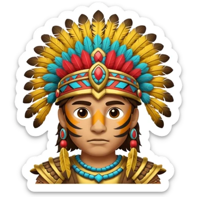 Aztec tiger warrior with feathered headdress sticker