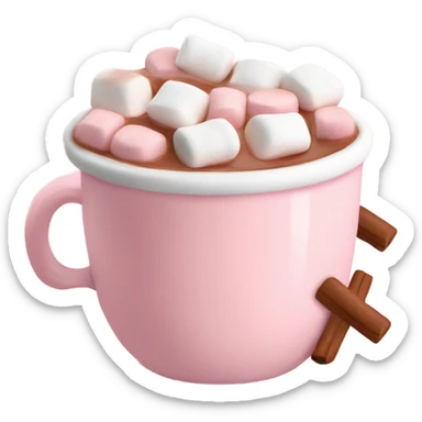 Light Pink mug of hot chocolate with marshmallows  sticker