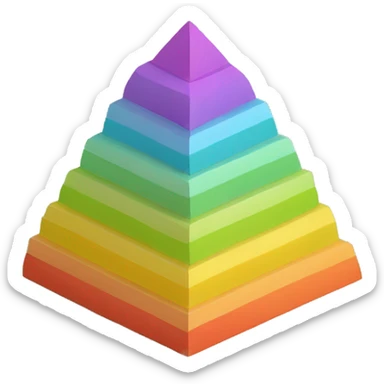 maslow pyramid in 3d isometric, colored sticker