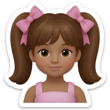 Doll with brown skin with brown hair with pink bows sticker