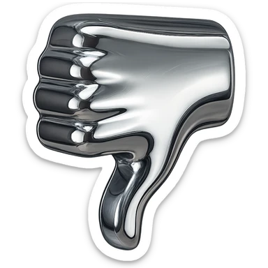 3D thumbs down, chrome finish, no text sticker