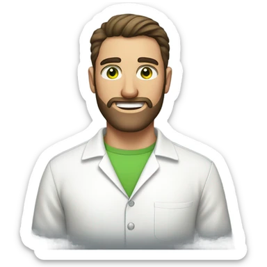 handsome optimist oval head brunette man and beard green eyes wearing white button down shirt  sticker