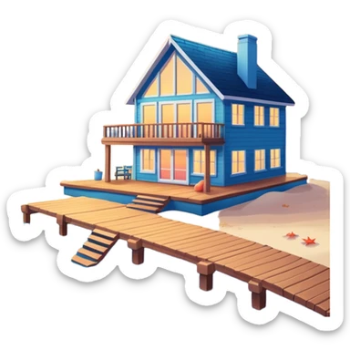 magical beach house on the lake with beautiful sunset coastal vibes sticker