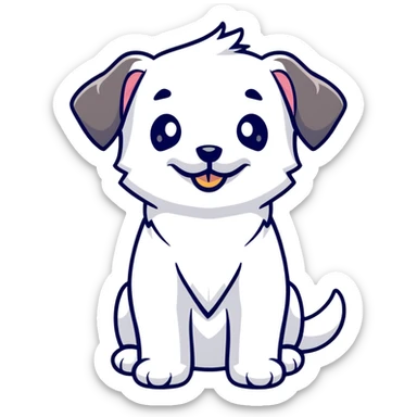 cartoon Maltese puppy giving a thumbs up, cheerful expression sticker