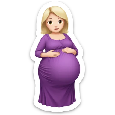 heavily pregnant woman with extremely large overdue belly sticker
