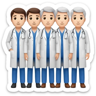 5 doctor staff all men make the differ in age make some space between em sticker