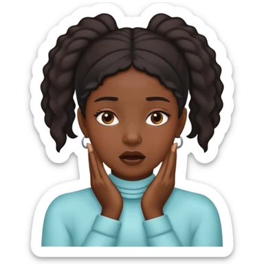 Black girl with both hands on her throat ￼ sticker