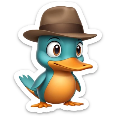 Perry the Platypus with fedora hat sticker