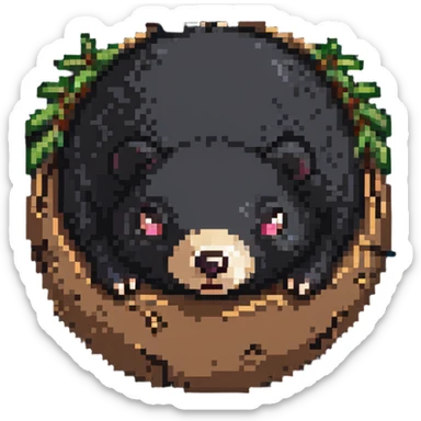 pixel art of a mole peeking out of the earth sticker