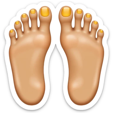 two cartoon feet, facing forward, five toes each, shiny, perfectly orthopedic shape, emoji style sticker