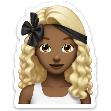 Blonde girl blowout black pearly headband  sticker
