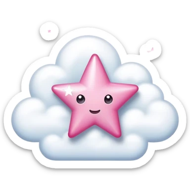Pink star with sparkly white clouds sticker