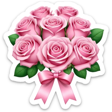 A sparkly romantic beautiful cute pretty aesthetic soft-pink bouquet of roses with a small ribbon sticker