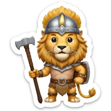 lion, viking helmet, hammer sticker