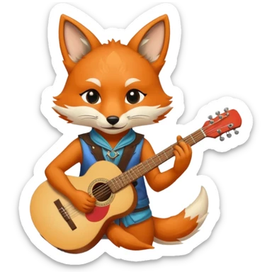 Kitsune with a nose ring playing a guitar sticker