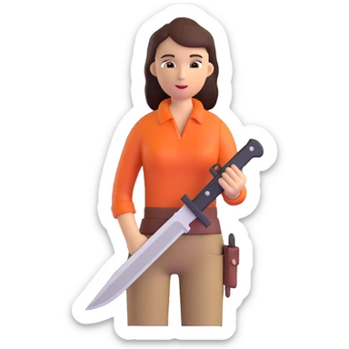 Outdoorsy woman with a survival knife sticker