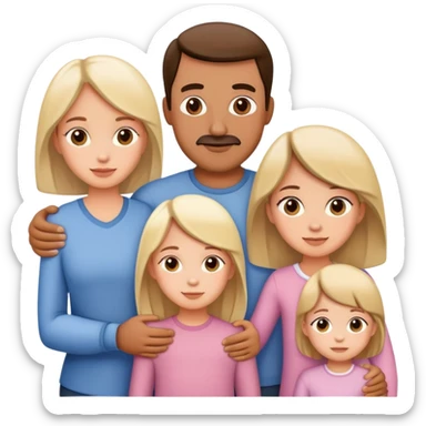 Family with mother, father and three little girls sticker