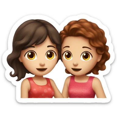 dark brown haired girl kissing strawberry brown haired girl sticker