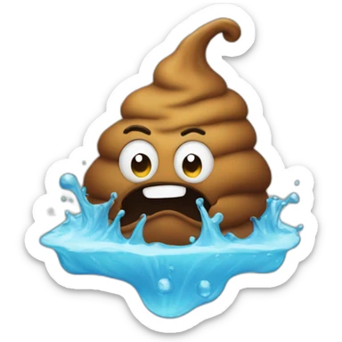 A poop falls into water sticker