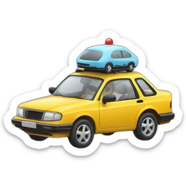 Chat sur une voiture volante sticker