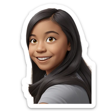 smiling girl with long hair sticker